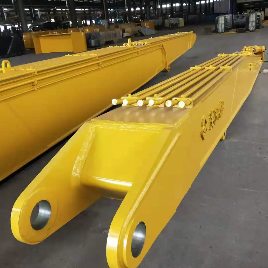 How does the anti-overturning design work in the excavator three-section demolition boom?